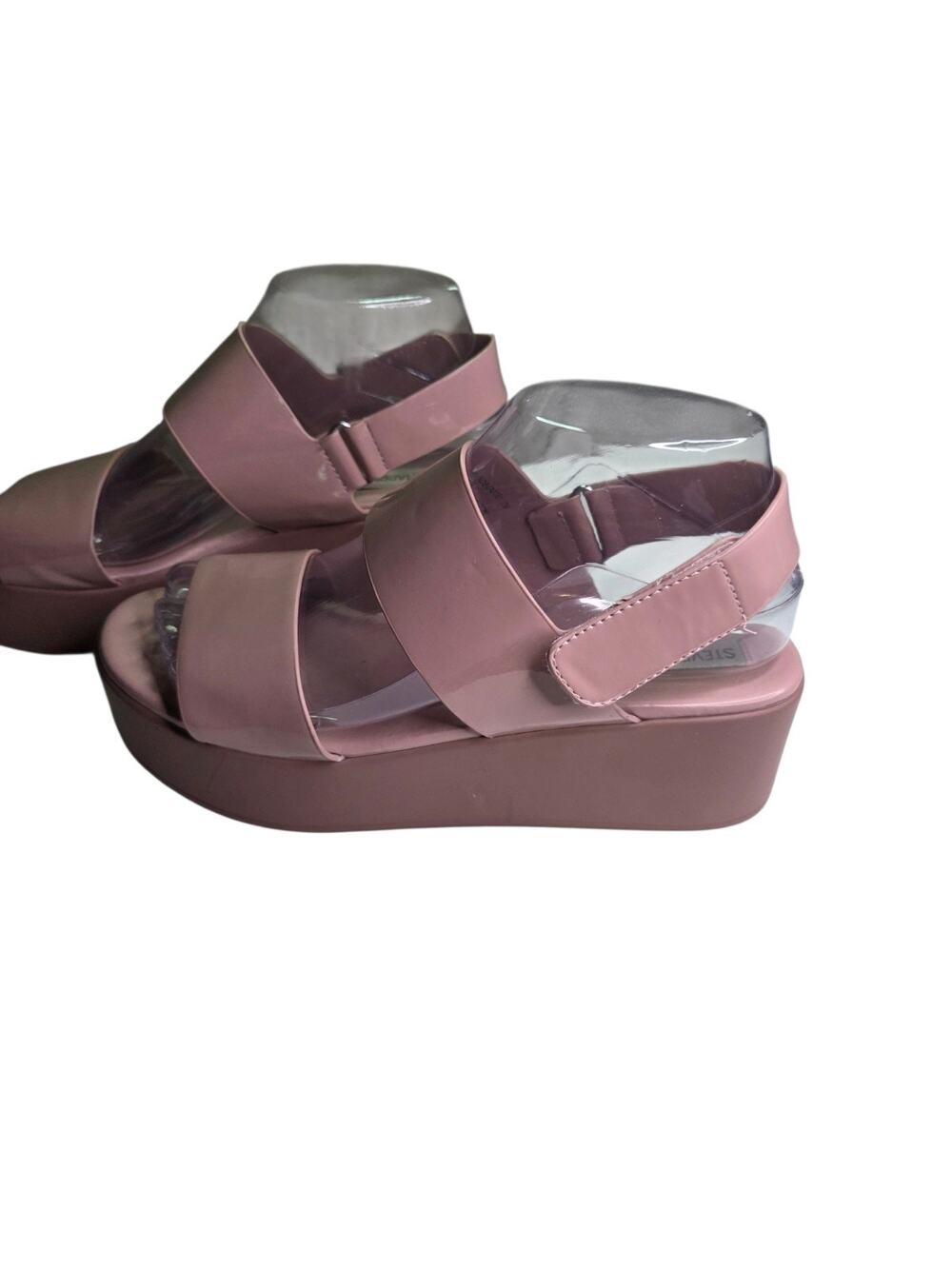 Steve Madden Rachel Strappy Platform Sandals Shoes Patent Leather Pink Womens 7